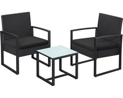 Tuinstoelen Tafelset - Balkonstoelen Met Tafel - Tuinmeubelset - Outdoor Stoel En Tafel Set - Tuin Bistro Set - Outdoor Zitset - Zwart