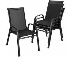Tuinstoelen - Tuinset - Tuinmeubel - Hoge Rugleuning - Zwart - 4 Stuks - Staal/Ijzer - Opvouwbare Tuinstoelen