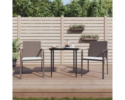 Tuinstoelen van PE-rotan, met pluizig kussen en weerbestendig stalen frame, voor terras en buiten, armleuningen in G-vorm, comfortabele pasvorm