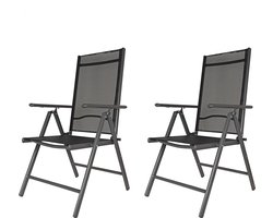 Tuinstoelen Verstelbaar 2 Stuks - 8 Standen - Tuinstoelen Aluminium - Ligstoel - Verstelbare Tuinstoel - Campingstoelen - D56 x B54 x H106 cm Antraciet