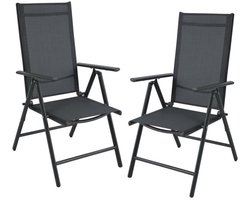 Tuinstoelenset - Aluminium stoelen - Buiten zitten - Verstelbare rugleuning - 2 stuks - Antraciet
