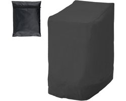 Tuinstoelhoes voor 6 stapelbare stoelen, waterdichte anti-UV tuinstoelhoes, tuinstoelhoes voor buiten, 210D Oxford-stof, 114 x 85 x 65 cm, zwart