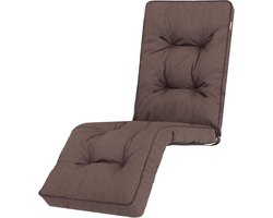 Tuinstoelkussen met Voetensteun voor Buiten 50 x 160 cm - Bruin - Tuinligkussen Stoelligkussen Zonnebedkussen