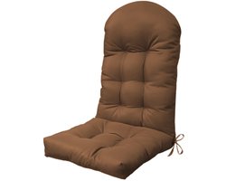 Tuinstoelkussen voor Schommelstoel 110x50 cm – Geruwd Hoge Rug Zitkussen met Linten | Antislip Stoelkussen voor Binnen & Buiten, Tuin, Balkon, Terras & Ligstoel | Wonen Meubels Accessoires, Koffiebruin