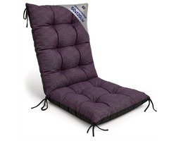 Tuinstoelkussens Hoge Rug 50x120 cm - Kussens voor Tuinstoelen & Standenstoel Terrasstoel Bordeaux Eco linnen Stoelkussens Tuin Zitkussen Extra Dik 10 cm met Bindlinten