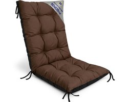 Tuinstoelkussens Hoge Rug 50x120 cm - Kussens voor Tuinstoelen & Standenstoel Terrasstoel Bruin Stoelkussens Tuin Zitkussen Extra Dik 10 cm met Bindlinten