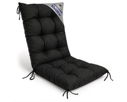 Tuinstoelkussens Hoge Rug 50x120 cm - Kussens voor Tuinstoelen & Standenstoel Terrasstoel Grafiet Eco linnen Stoelkussens Tuin Zitkussen Extra Dik 10 cm met Bindlinten
