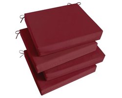 Tuinstoelkussens voor terrasmeubilair - vierkante hoekkussens van waterdicht materiaal, set van 4, 47 x 40 x 7,6 cm, rood