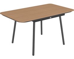 Tuintafel 140x80x75 cm voor 6 Personen Teak, Grote Buiten Eettafel, Weerbestendige Terrastafel, Tuinmeubel Tafel met Verstelbare Poten, Moderne Outdoor Tafel voor Tuin, Balkon, Terras en Veranda