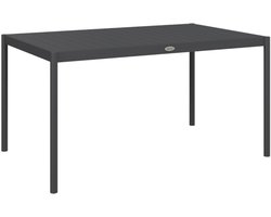 Tuintafel 145x90x74 cm Donkergrijs Metaal Eettafel Buitentafel Ruim tafelblad voor circa 6 personen Makkelijk schoon te maken Stevig en duurzaam Minimalistisch design Geschikt voor patio terras en tuin