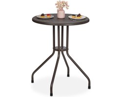 tuintafel - 73x60 cm - rotanlook - kunststof & metaal - 2 personen - balkontafel - bruin