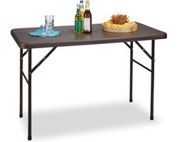 tuintafel - 74 x 121,5 x 61,5 cm - inklapbaar - kunststof - metaal - rechthoek - bruin
