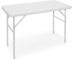 tuintafel - 74 x 121,5 x 61,5 cm - inklapbaar - kunststof - metaal - rechthoek - wit