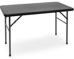 tuintafel - 74 x 121,5 x 61,5 cm - inklapbaar - kunststof - metaal - rechthoek - zwart