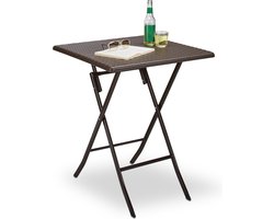 tuintafel - 74 x 61,5 x 61,5 cm - inklapbaar - kunststof - metaal - vierkant - bruin