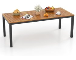 Tuintafel Acaciahout 200x90cm – Grote Rechthoekige Eettafel Voor 8 Personen – Outdoor Terrastafel Met Parasolgat – Houten Balkontafel Tuin Terras