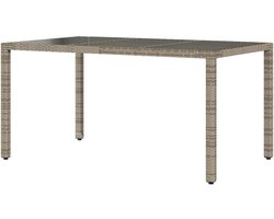 Tuintafel - Buitentafel - Buiten dineren - Gehard glazen blad - 150x90x75 cm - Grijs