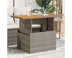 Tuintafel | Buitentafel | Terrastafe 100x55x73 cm poly rattan en acaciahout grijs