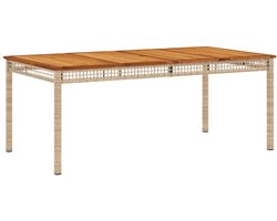 Tuintafel | Buitentafel | Terrastafe 180x90x75 cm poly rattan en acaciahout beige