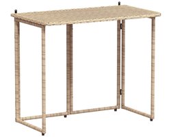 Tuintafel | Buitentafel | Terrastafe inklapbaar 90x51x75 cm poly rattan beige