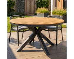 Tuintafel Calgary Rond 140cm Antraciet met Hout Dining Eettafel