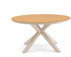 Tuintafel Calgary Rond 140cm Warm Wit/Hout Dining Eettafel - RP140W
