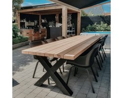 Tuintafel Douglas 180 x 90 cm - Stalen X poten + Tijdelijk Gratis Onderhoudspakket - inclusief vakkundige montage