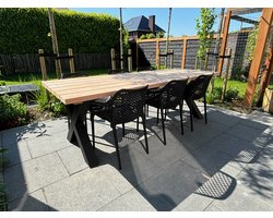 Tuintafel Douglas 260 cm x 90 cm | Stalen X Poten | + Montage & bezorging | Duurzame Eettafel | 6-8 personen | Duumaa