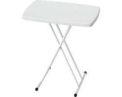 Tuintafel, draagbare tafel voor buiten van kunststof en metaal, bistrotafel, voor terras, tuin, wit