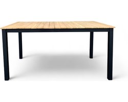 Tuintafel / Eettafel Dayton Teakhout 150x90 cm - Zwart onderstel