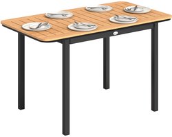 Tuintafel – Eettafel voor 6-8 personen – Met rechthoekig tafelblad van acaciahout – Afgeronde hoeken – Metalen onderstel – 127 x 70 cm – Bruin