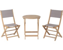 Tuintafel en stoelenset - Bistroset buiten - Buiten eten - Klaptafel - 60 x 60 x 72 cm - Taupe