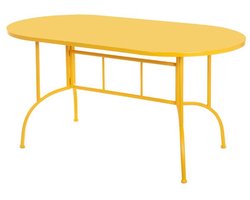Tuintafel Geel – Moderne Outdoor Design Tafel – Weerbestendige Tuin Tafel – Stevige Metaal/Kunststof Tafel voor Tuin, Terras en Balkon