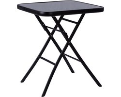 Tuintafel - glazen klaptafel - vierkant - 60x60x70 cm - zwart