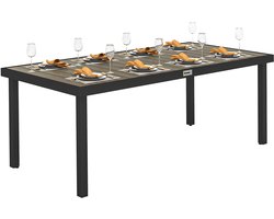 Tuintafel Groot - Buitentafel 8 Persoons - 190x90 cm - Houtlook Waterdicht - Voor Terras & Tuin - Natuurkleur