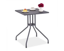 tuintafel houtlook - 75 x 61 x 61 cm - balkontafel - 60 kg - kunststof - metaal