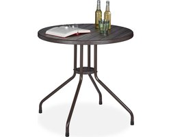 tuintafel houtlook - 75 x 80 cm - balkontafel - kunststof - metaal - tot 60 kg