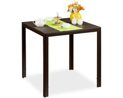 tuintafel houtlook - tot 100 kg - balkontafel - 74,5 x 77,5 x 77,5 cm - staal - bruin