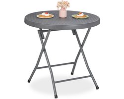tuintafel inklapbaar - 74 x 80 cm - rotanlook - kunststof & staal - onderhoudsvrij