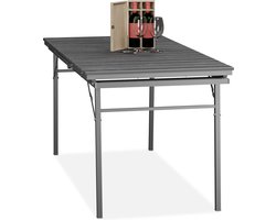 tuintafel inklapbaar - uitschuifbaar 166-215 cm - kunststof - staal - 8 personen - grijs