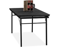 Tuintafel Inklapbaar – Uitschuifbaar Van 166 Naar 215 cm – 8 Personen – Eettafel Voor Tuin – Kunststof en Staal – Zwart