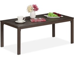 tuintafel laag - 39 x 98 x 48 cm - weerbestendig - houtlook - metalen poten - bruin