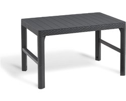 Tuintafel Lyon – In Hoogte Verstelbaar – Van Loungetafel Naar Eettafel – 116x71.5x66.5 cm – Kunststof – Grafiet – Weerbestendig – Keter