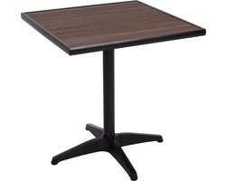 Tuintafel MCW-J95, balkontafel bistrotafel, gastronomie outdoor coating aluminium hout look ~ zwart, donkerbruin