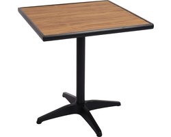Tuintafel MCW-J95, balkontafel bistrotafel, gastronomie outdoor coating aluminium hout look ~ zwart, teak bruin
