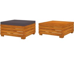 Tuintafel met kussen - Terrastafel voetensteun - Buiten ontspannen - Massief acaciahout - Rechthoekig - Hout