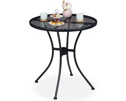 tuintafel - met parasolgat - 72 x 70 cm - tot 130 kg - staal - rond - zwart