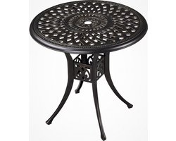 Tuintafel Metaal Zwart Ø 78 cm - Ronde Bistrotafel met Parasolgat voor Balkontafel Terras/Veranda
