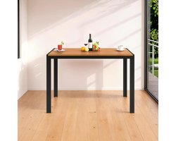 Tuintafel – Meuble Paris TerraLux WPC Aluminium Balkontafel 110 x 70 cm – Weerbestendige Outdoor Eettafel voor 4-6 Personen – Rechthoekige Terrastafel in Teakbruin – Onderhoudsarm, Antislip, Modern Design