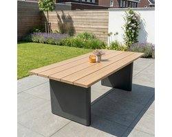 Tuintafel Riviera XL 240cm Antraciet en Hout Aluminium Dining Eettafel